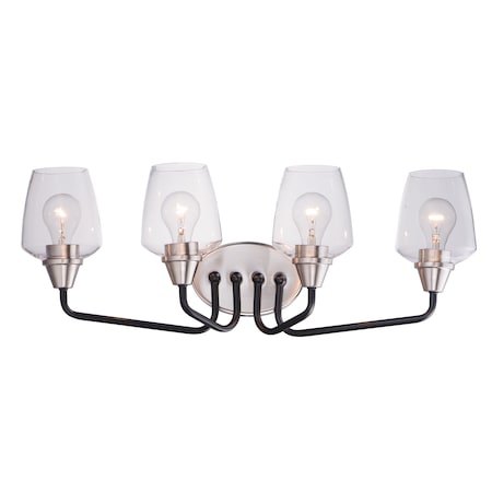Maxim Lighting Goblet 4-Light 26.25" Wide Black / Satin Nickel Vanity Light 26123CLBKSN